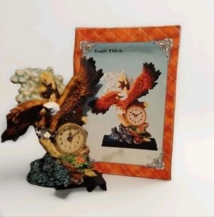 Majestic Eagle Clock with Brown and Gold Accents